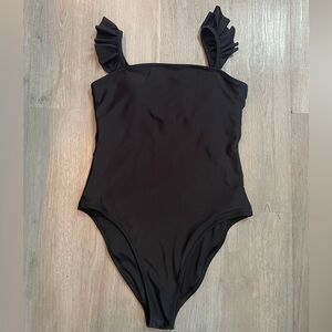 NWOT Old Navy Black Ruffle Padded One Piece Swimsuit size Medium